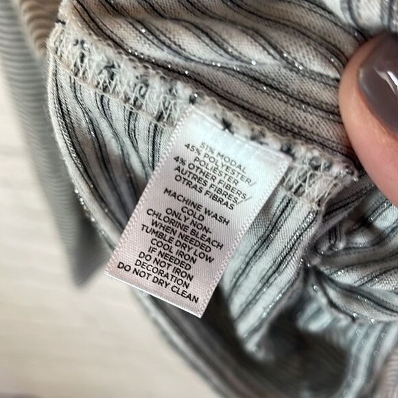 Loft Long Sleeve Striped Sparkle Tee Size Small - Picture 4 of 6